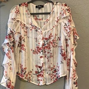 White Sheer Long sleeve with Floral